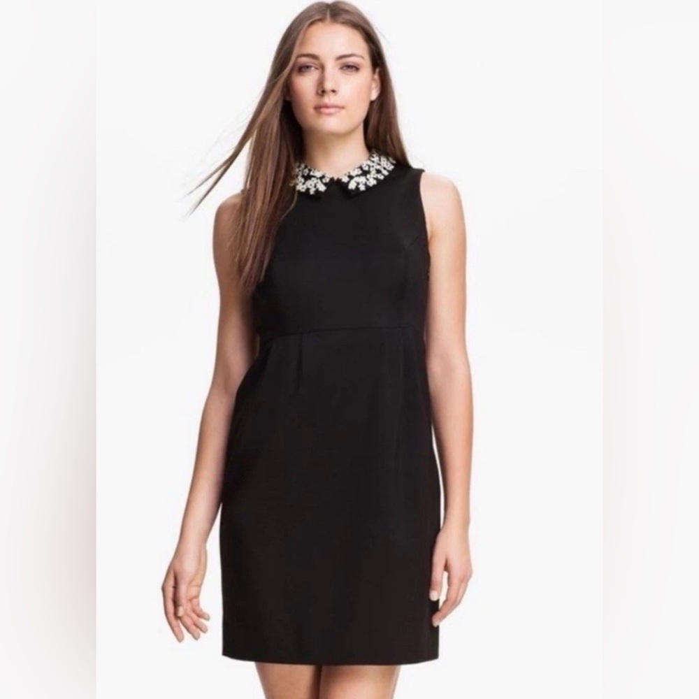 Kate Spade Bradie Dress NWT Size 10 – Black Fit & Flare w/ Beaded Collar ($448)